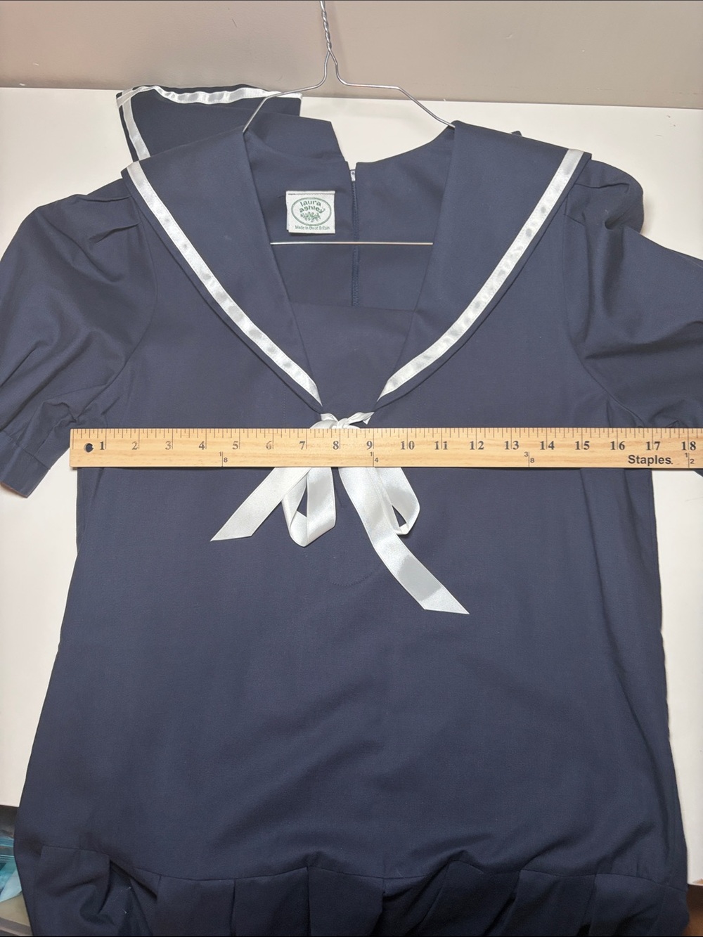 Laura Ashley Vintage Sailor Dress Navy Blue Size 6 - Picture 10 of 12